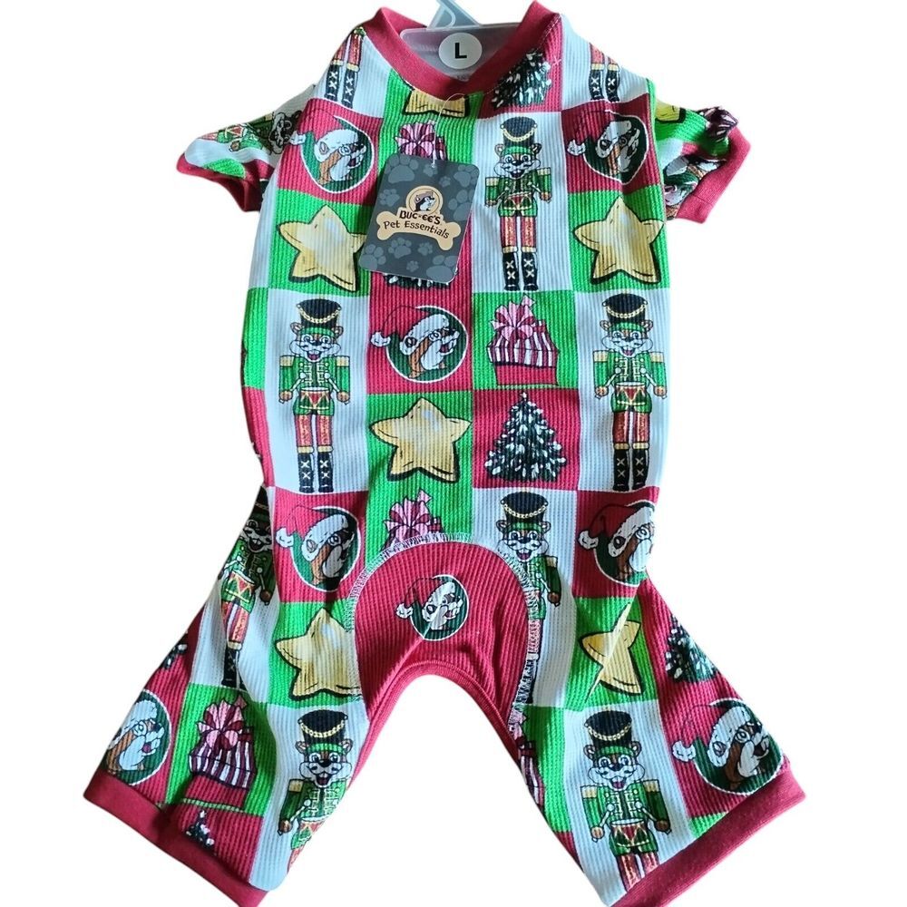 Buc-ee's‎ Christmas Dog Outfit Jumpsuit One Piece Pajamas Waffle Knit Large